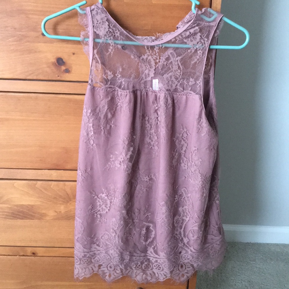 Mauve + Lace Sleeveless Top